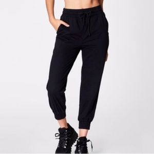 Carmar• Black Elastic Waist Button Joggers